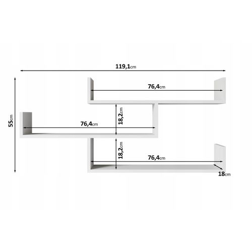 Étagère Murale 3 Niveaux 119 Cm, Noir Mat