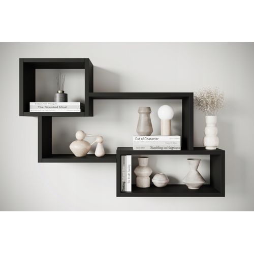 Étagère Murale 3 Rectangles, Noir Mat