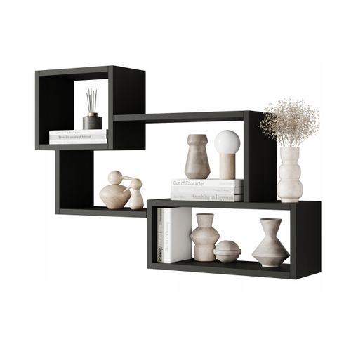 Étagère Murale 3 Rectangles, Noir Mat