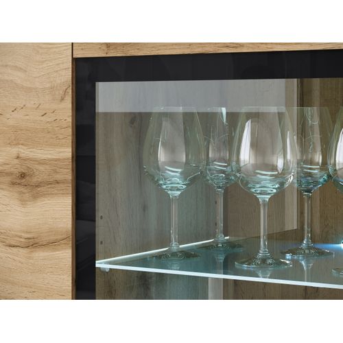 Vitrine Haute 120 Cm 3 Portes, Chêne Wotan Mat