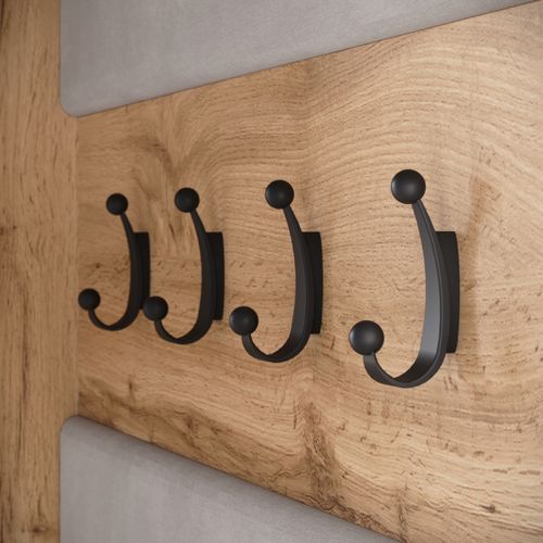 Armoire D’entrée Miroir + Assise + Étagères, Chêne Wotan Mat