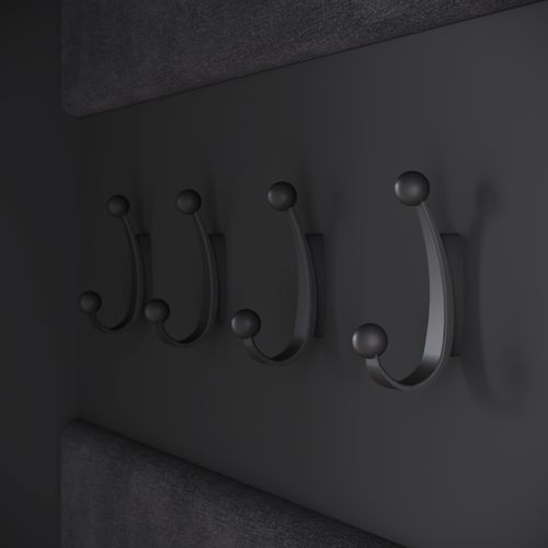 Armoire D’entrée Miroir + Assise + Étagères, Noir Mat