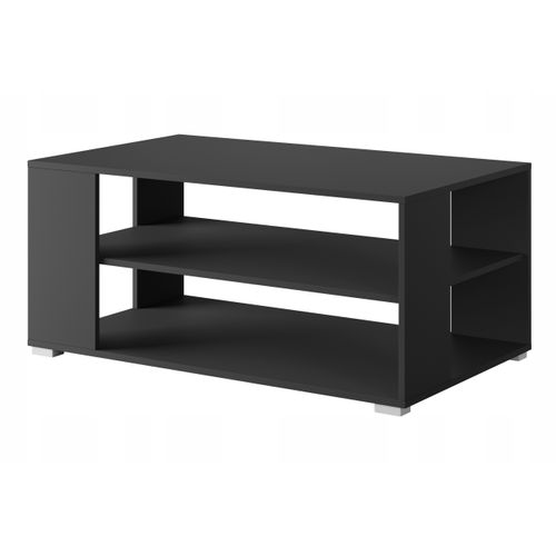 Table Basse 100 Cm 2 Étagères Noir Mat