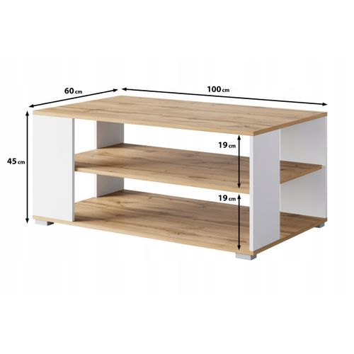 Table Basse 100 Cm 2 Étagères Noir Mat