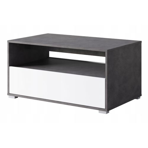 Table Basse 90 Cm Étagère + Compartiment Matera / Blanc