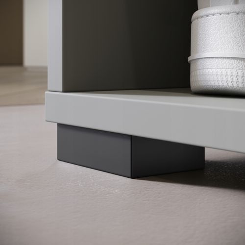 Armoire Entrée 90 Cm Miroir Étagères Tringle Gris Palladium Mat