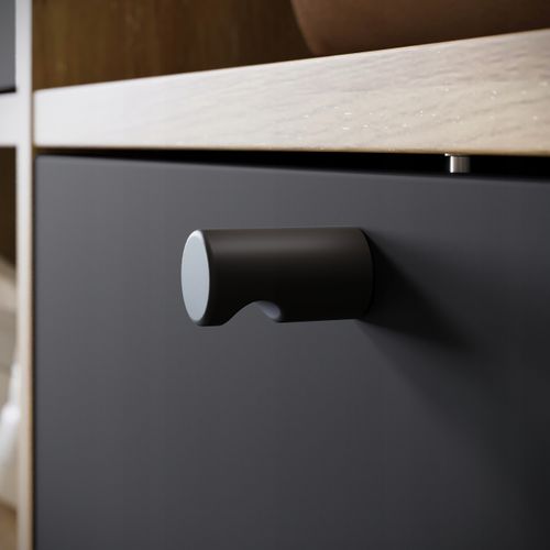 Armoire Entrée 90 Cm Miroir Étagères Tringle Artisan / Graphite Noir Mat