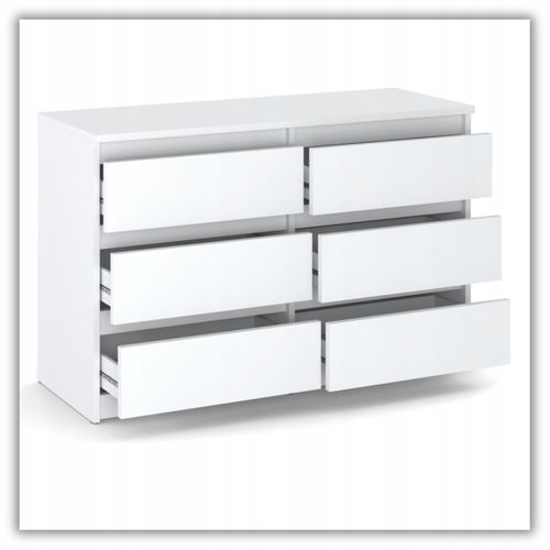 Commode 6 Tiroirs – Style Contemporain – 100 cm - Blanc Mat