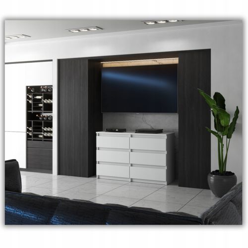 Commode 6 Tiroirs – Style Contemporain – 100 cm - Blanc Mat