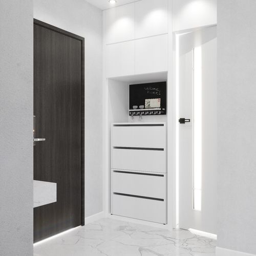 Meuble à Chaussures Blanc Mat 60x30x100cm – Étagère De Rangement Entrée Style Loft