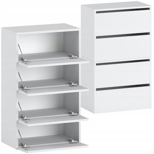 Meuble à Chaussures Blanc Mat 60x30x100cm – Étagère De Rangement Entrée Style Loft