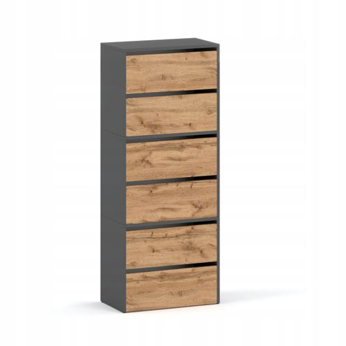 Meuble à Chaussures Étroit Gris Chêne Wotan 60x36x150cm – Étagère Rangement Entrée