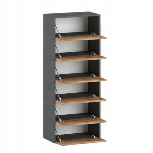 Meuble à Chaussures Étroit Gris Chêne Wotan 60x36x150cm – Étagère Rangement Entrée