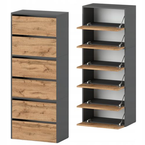 Meuble à Chaussures Étroit Gris Chêne Wotan 60x36x150cm – Étagère Rangement Entrée