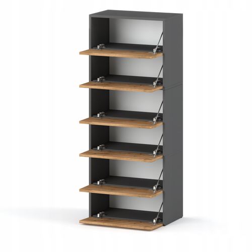 Meuble à Chaussures Étroit Gris Chêne Wotan 60x36x150cm – Étagère Rangement Entrée