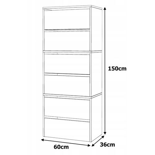 Meuble à Chaussures Étroit  Blanc Mat  60x36x150cm – Étagère Rangement Entrée