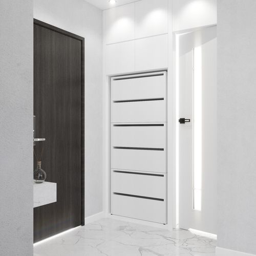 Meuble à Chaussures Étroit  Blanc Mat  60x36x150cm – Étagère Rangement Entrée