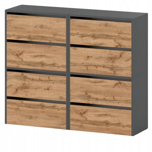 Grand Meuble à Chaussures 120x36x100 Cm Gris + Chêne Wotan 20paires– Haut Rangement Pour Entrée