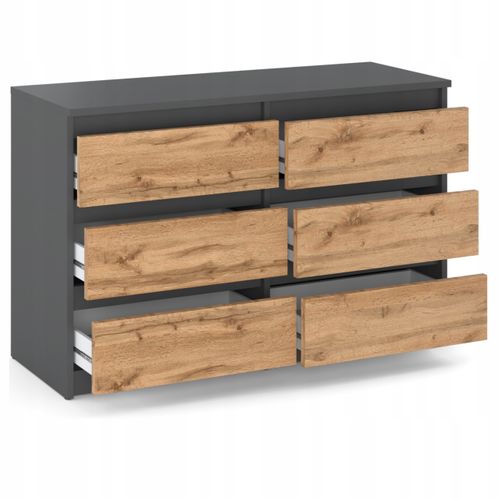 Commode à Tiroirs 100 Cm Chêne Wotan – Gris