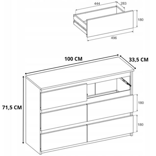 Commode à Tiroirs 100 Cm Chêne Wotan – Gris