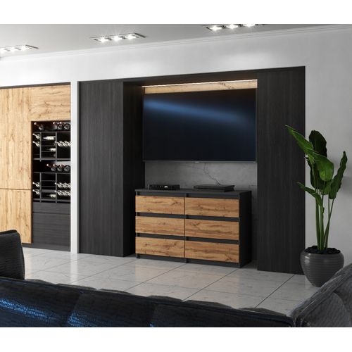 Commode à Tiroirs 100 Cm Chêne Wotan – Gris