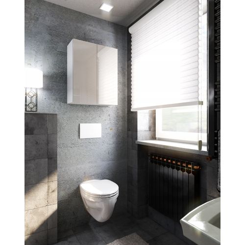 Armoire Murale 60 Cm – Meuble Haut Pour Salle De Bain - Blanc Brillant