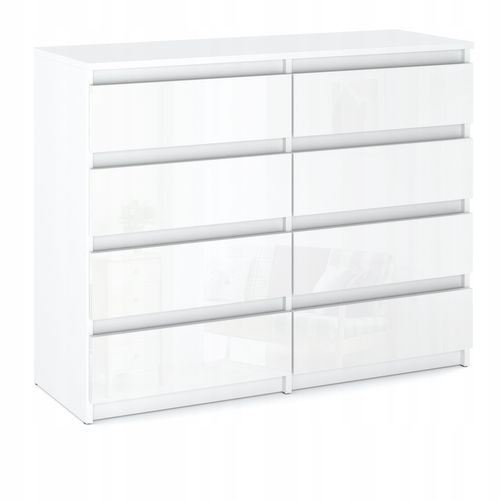 Grande Commode 120 Cm Avec 8 Tiroirs – Blanc Laqué