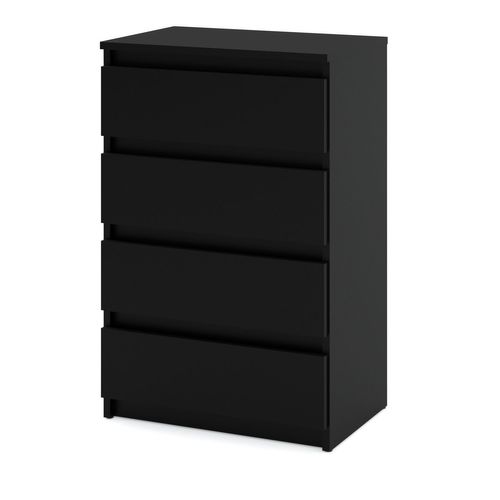 Commode Noire  Avec 4 Tiroirs 60 Cm -Armoire Pour Salon Ou Chambre