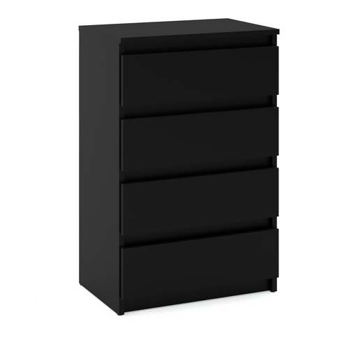 Commode Noire  Avec 4 Tiroirs 60 Cm -Armoire Pour Salon Ou Chambre