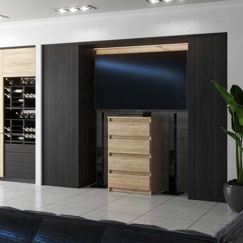 Commode Chêne Sonoma Avec 4 Tiroirs 60 Cm – Armoire Pour Salon Ou Chambre