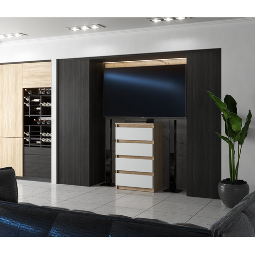 Commode Avec 4 Tiroirs  60cm - Chêne Sonoma Blanc