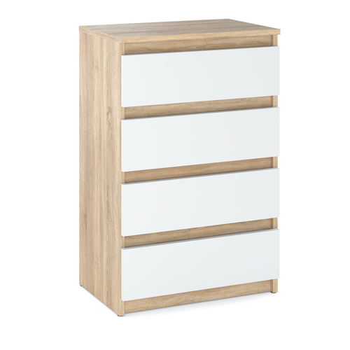 Commode Avec 4 Tiroirs  60cm - Chêne Sonoma Blanc