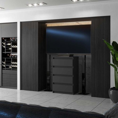 Commode Avec 4 Tiroirs Gris Mat 60 Cm – Pour Salon Ou Chambre