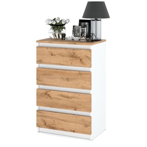 Commode Avec 4 tiroirs 60 Cm - Blanch Chêne Wotan