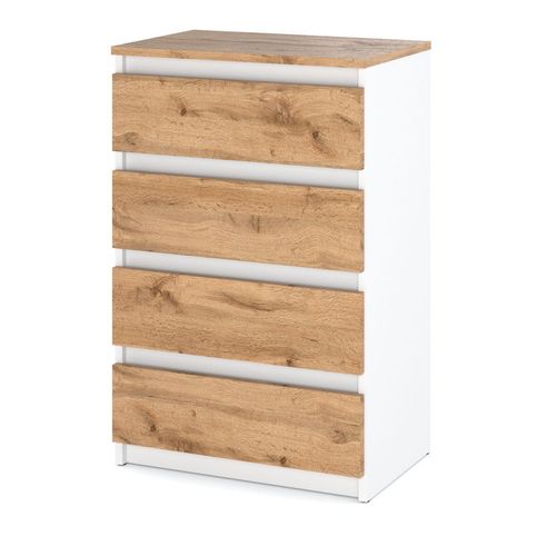 Commode Avec 4 tiroirs 60 Cm - Blanch Chêne Wotan