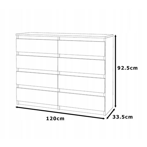 Grande Commode Moderne 120 Cm Chêne Wenge Avec 8 Tiroirs – Grand Meuble De Rangement Pour Salon