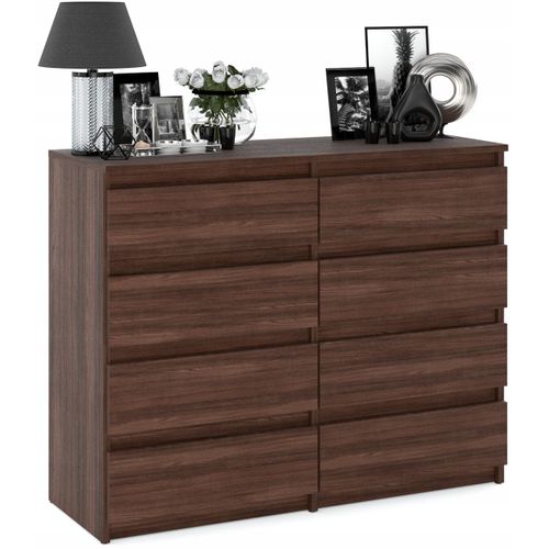 Grande Commode Moderne 120 Cm Chêne Wenge Avec 8 Tiroirs – Grand Meuble De Rangement Pour Salon