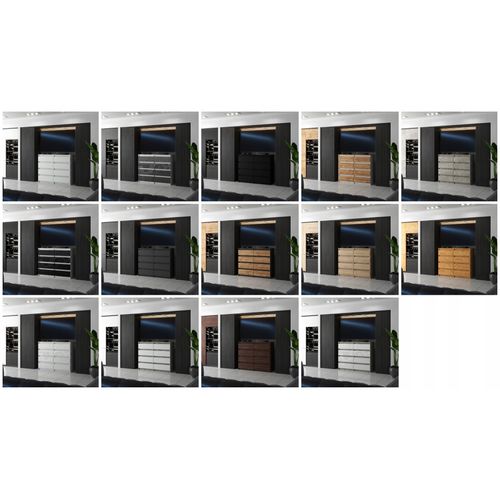 Grande Commode Moderne 120 Cm Chêne Wenge Avec 8 Tiroirs – Grand Meuble De Rangement Pour Salon