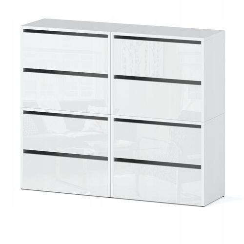 Grand Meuble à Chaussures 120x36x100 Cm Blanc Brillant  20paires– Haut Rangement Étagère Pour Entrée