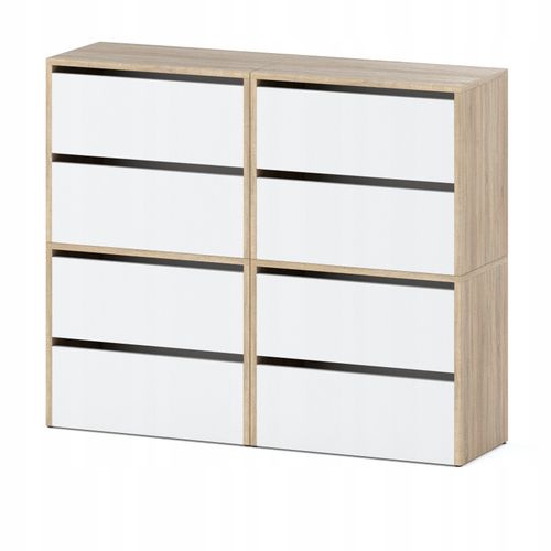 Grand Meuble à Chaussures 120x36x100Cm Blanc+ Chêne Sonoma 20paires– Haut Rangement Pour Entrée