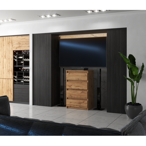 Commode à 4 Tiroirs En Chêne Wotan 60cm Salon Et Chambre à Coucher