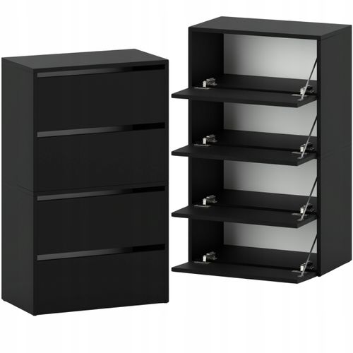 Meuble à Chaussures Noir 60x36x100cm – Étagère De Rangement Entrée Style Loft