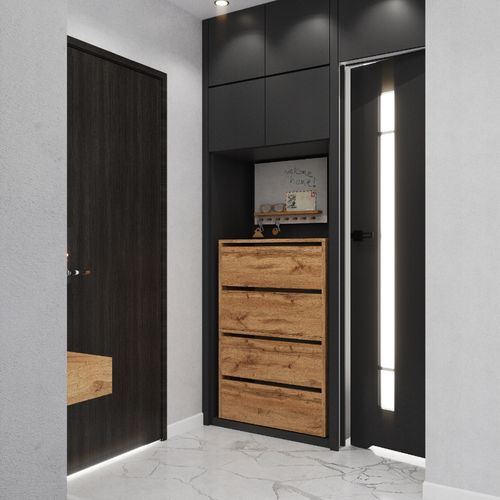 Meuble à Chaussures Chêne Wotan 60x36x100cm 10 Paires– Étagère De Rangement Entrée Style Loft