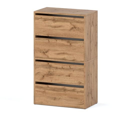 Meuble à Chaussures Chêne Wotan 60x36x100cm 10 Paires– Étagère De Rangement Entrée Style Loft