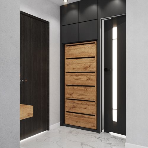 Meuble à Chaussures Étroit Chêne Wotan 60x36x150cm  15 Paires – Étagère Rangement Entrée