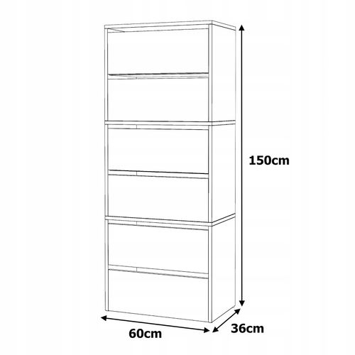 Meuble à Chaussures Étroit Noir 60x36x150cm – Étagère Rangement Entrée