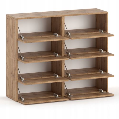 Grand Meuble à Chaussures 120x36x100 Cm Chêne Wotan 20paires– Haut Rangement Étagère Pour Entrée