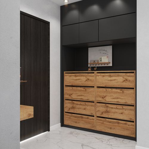 Grand Meuble à Chaussures 120x36x100 Cm Chêne Wotan 20paires– Haut Rangement Étagère Pour Entrée