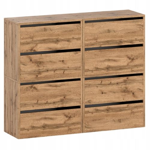 Grand Meuble à Chaussures 120x36x100 Cm Chêne Wotan 20paires– Haut Rangement Étagère Pour Entrée