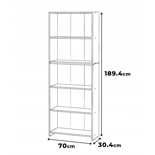 Bibliothèque -étagère Multifonction Noir 5 Niveaux 70x30x189cm